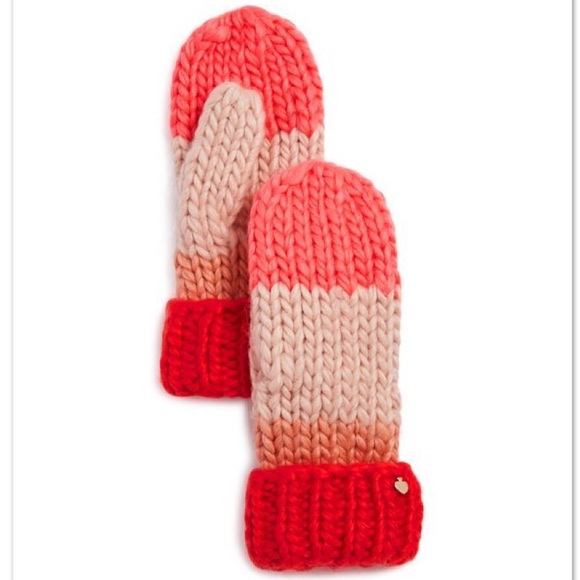 NWT Kate Spade Hand Knit Color Block Mittens - Picture 2 of 7